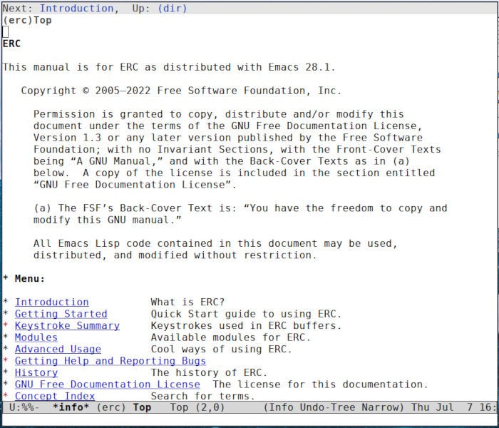 Emacs Irc 04 Erc Info Menu
