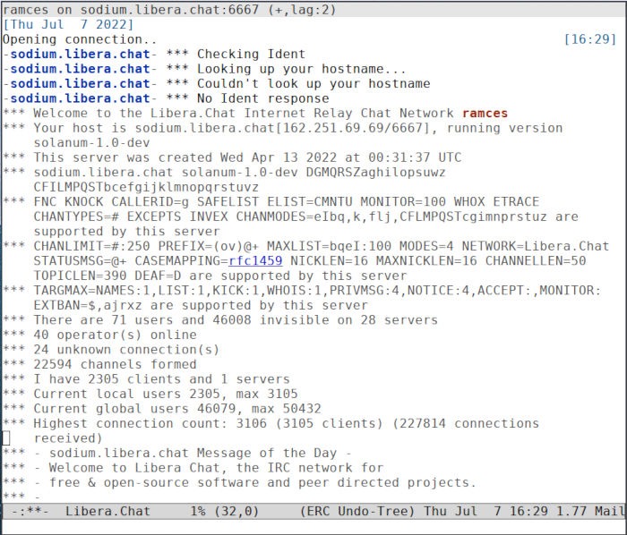 Emacs Irc 06 Sample Erc Session
