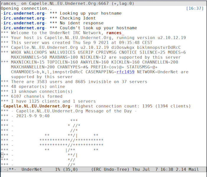 Emacs Irc 09 Undernet Connection
