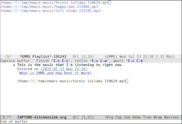 Emacs Music 04 Emms Text Copied To Buffer