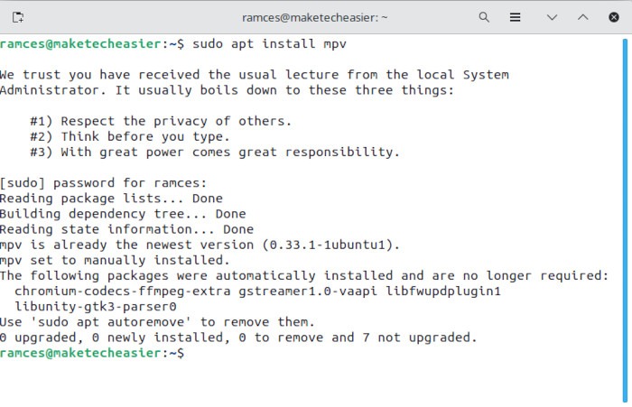 Emacs Music 08 Ubuntu Install Mpv