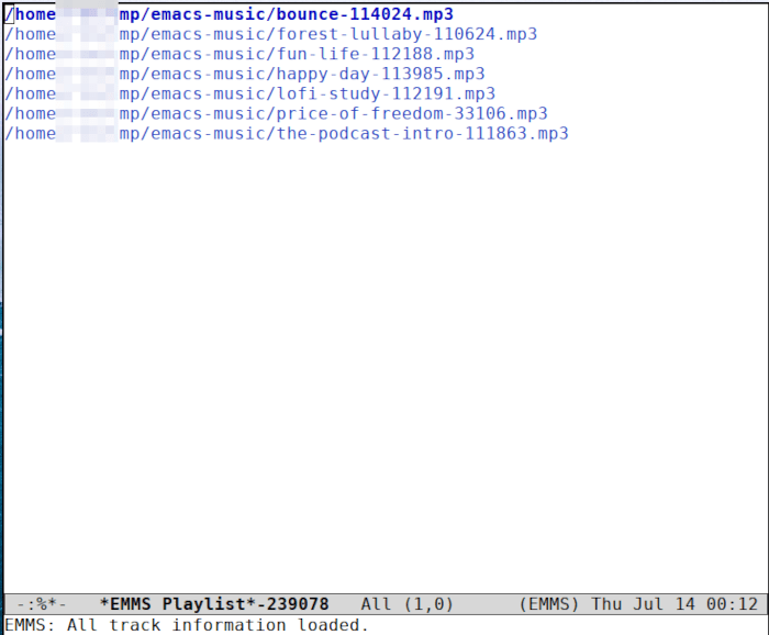 Emacs Music 15 Sample Playlist