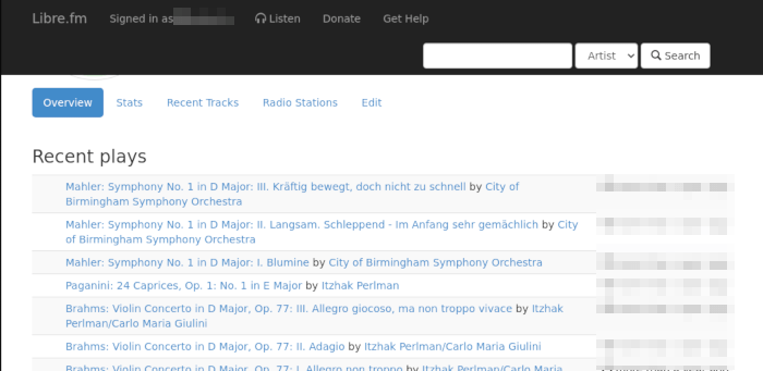 Emacs Music 20 Scrobbled Music