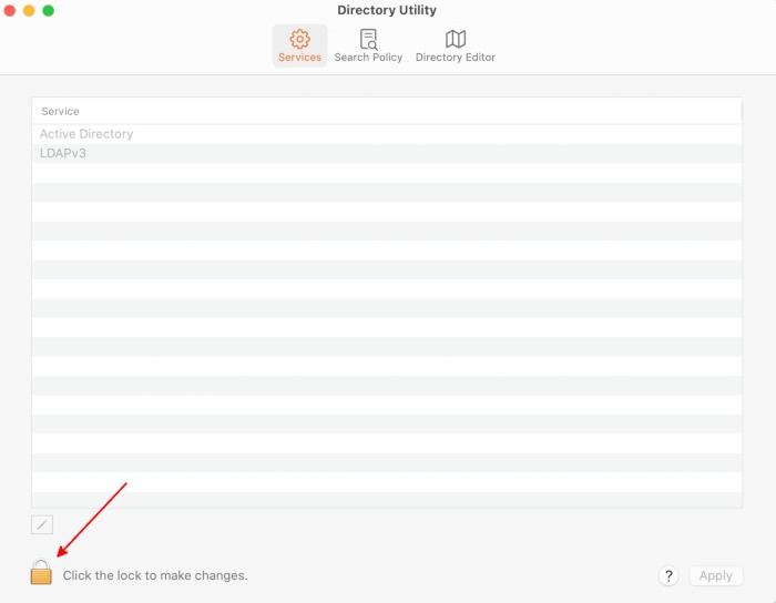 Enable Root User Mac Directory Utility Lock
