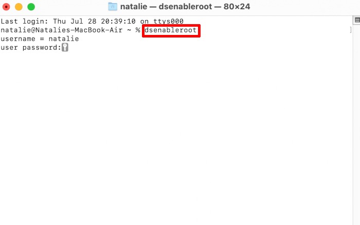 Enable Root User Mac Terminal User Password