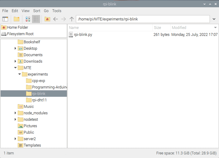 File Explorer Rpi Blink Folder