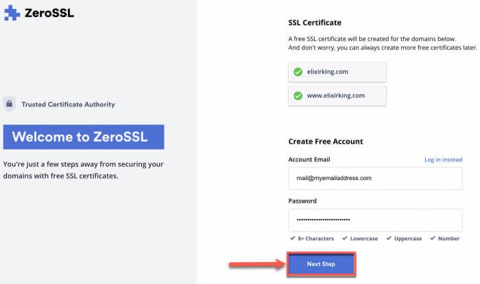 Get Free Ssl Sign Up On Zerossl