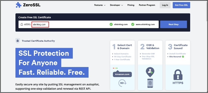 Get Free Ssl Step One Add Domain Name