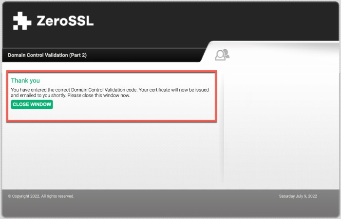 Get Free Ssl Verification Successful