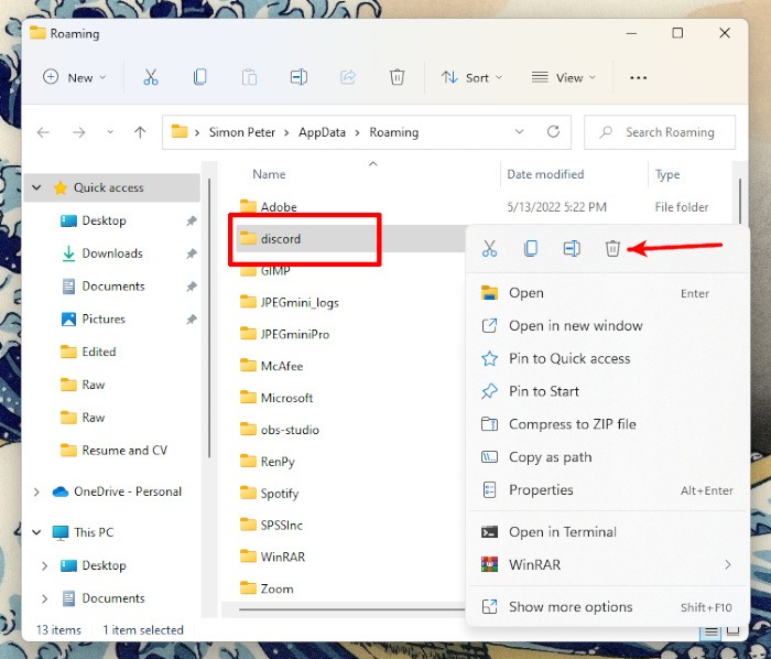 How To Fix Discord Error Appdata Right Click Discord Folder Delete