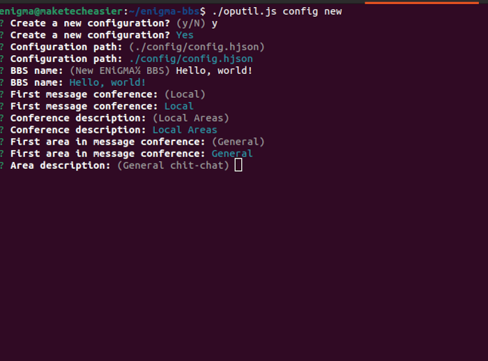 Install Enigmabbs Linux 13 New Message Area Name