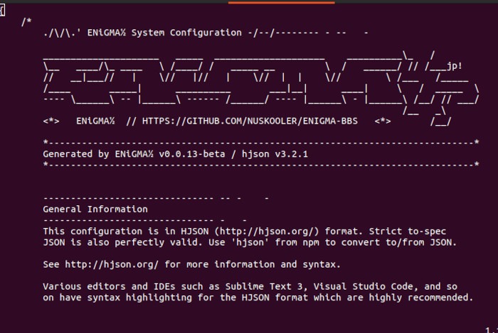 Install Enigmabbs Linux 28 Sample Enigmabbs Hjson File