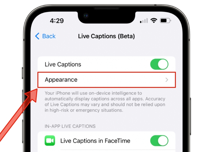 Live Cap Appearance Ios 2