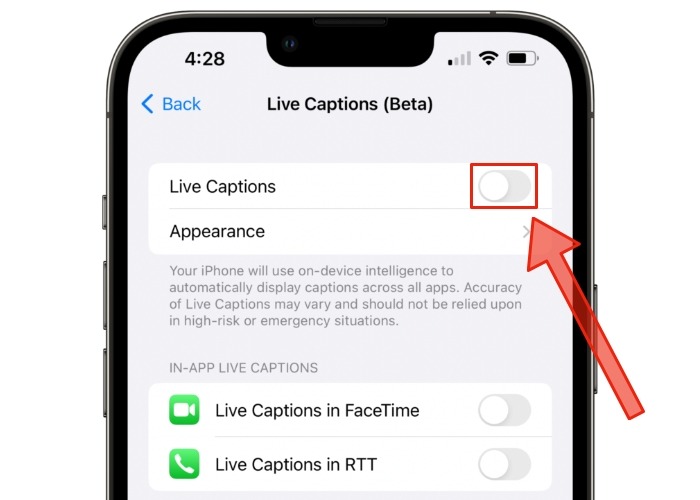 Live Cap Switch Ios