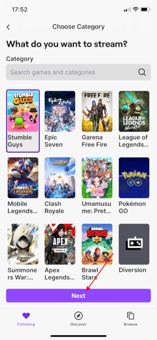 Live Streaming Apps For Ios Twitch Choose Category