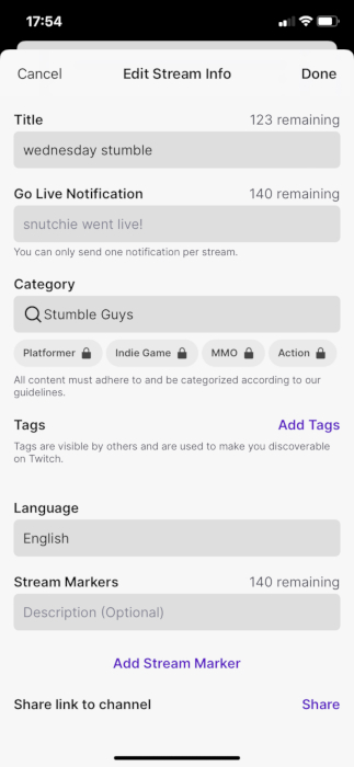 Live Streaming Apps For Ios Twitch Edit Stream Info