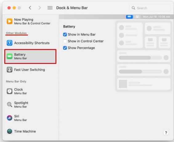 Monterey Menu Bar Battery