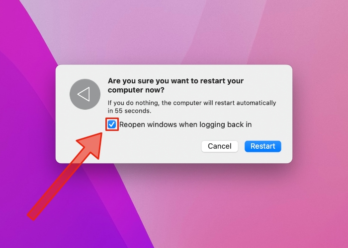 Monterey Restart Checkbox
