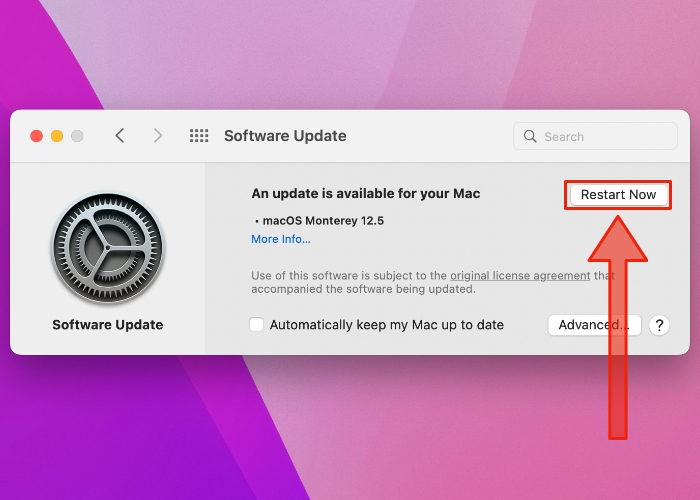 Monterey Restart Now Button