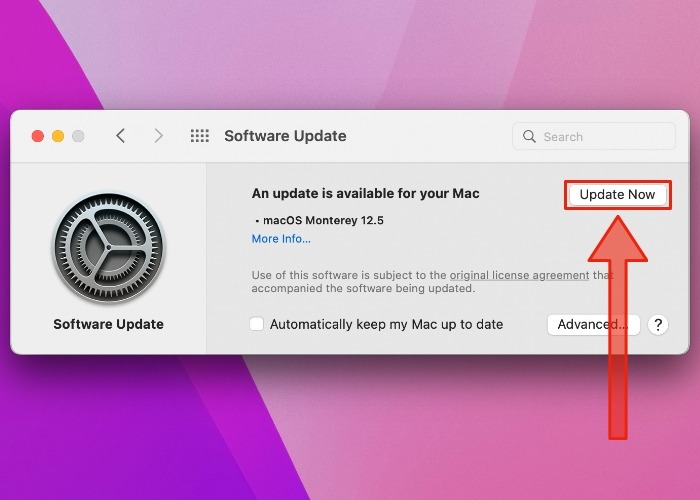 Monterey System Update Button