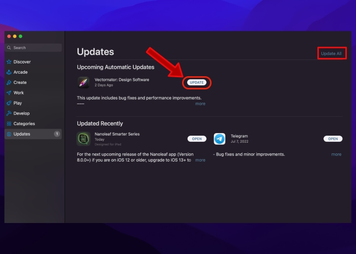 Monterey Update Buttons