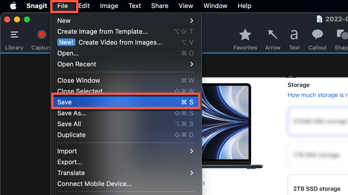 Save File After Blurred Snagit