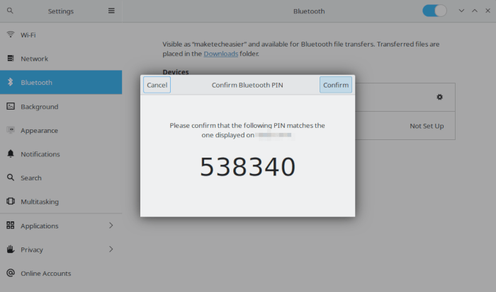 Set Up Bluetooth Linux 08 Pairing Code