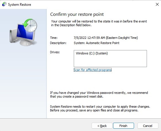 Stop Your Pc From Making Random Usb Noises System Restore Points Confirm