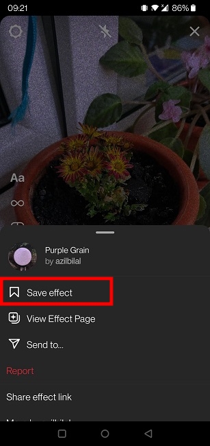 Use Camera Effects Instagram Save Effect