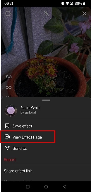 Use Camera Effects Instagram View Page