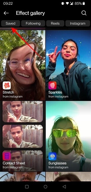 Use Camera Effects Instagram View Saved