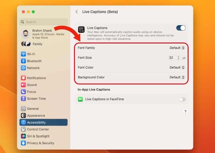 Ventura Live Cap Font Color