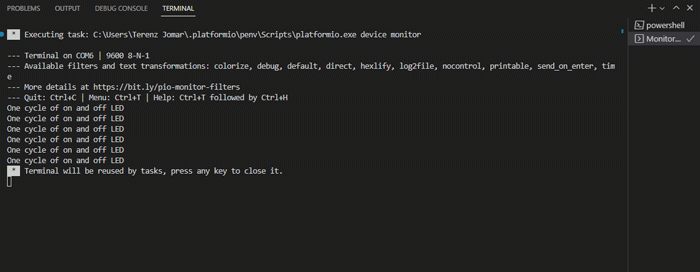 Visual Studio Code Platformio Serial Monitor
