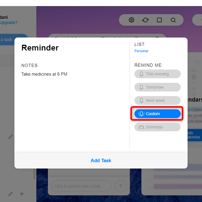 Windows Reminders Any.do Add Task