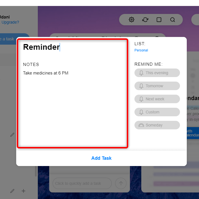 Windows Reminders Any.do Create Task Details