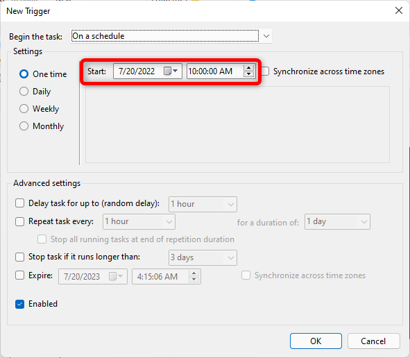 Windows Reminders Task Scheduler Create Task Triggers New