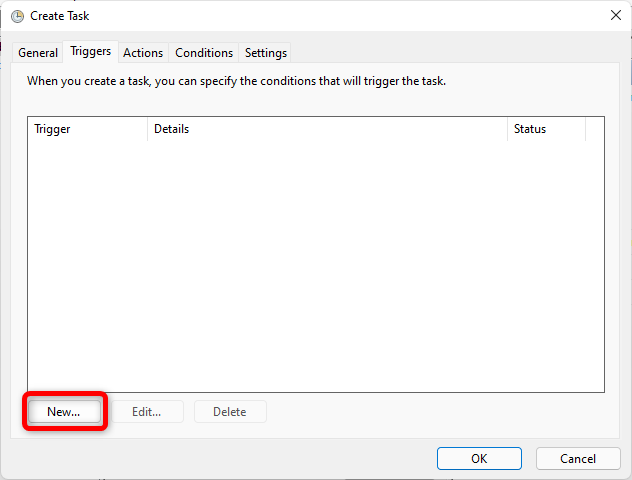 Windows Reminders Task Scheduler Create Task Triggers