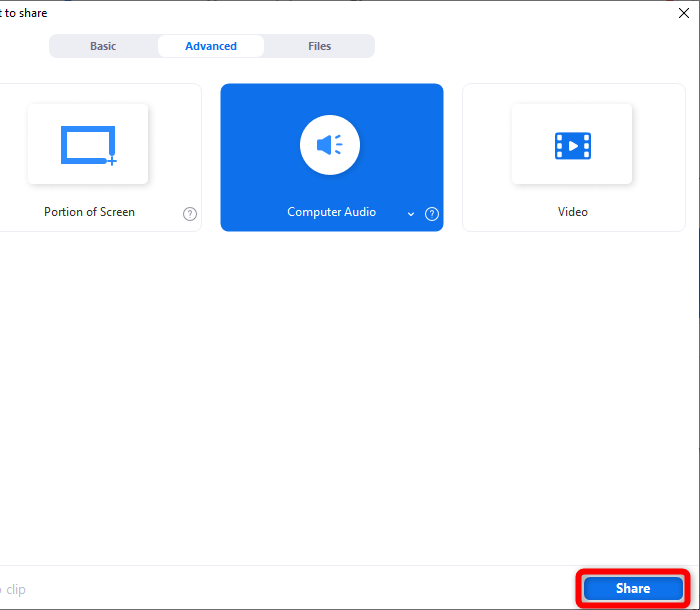 Zoom Advanced Computer Audio Only
