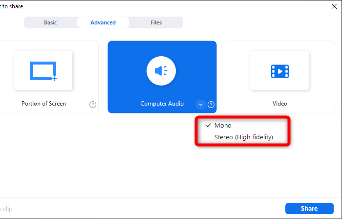 Zoom Advanced Computer Audio Options