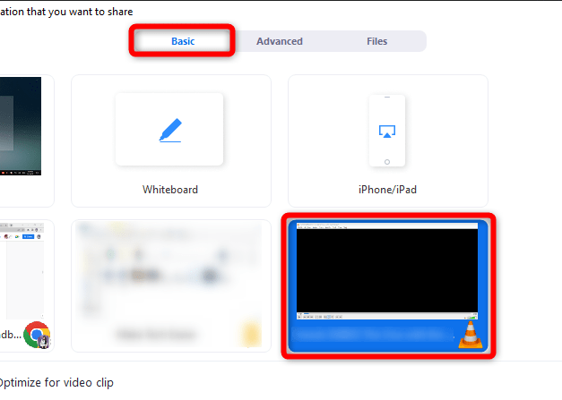 Zoom Select Vlc Window
