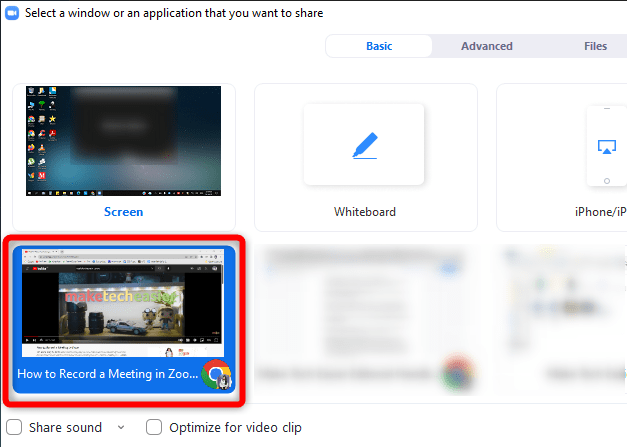 Zoom Select Youtube Window 1