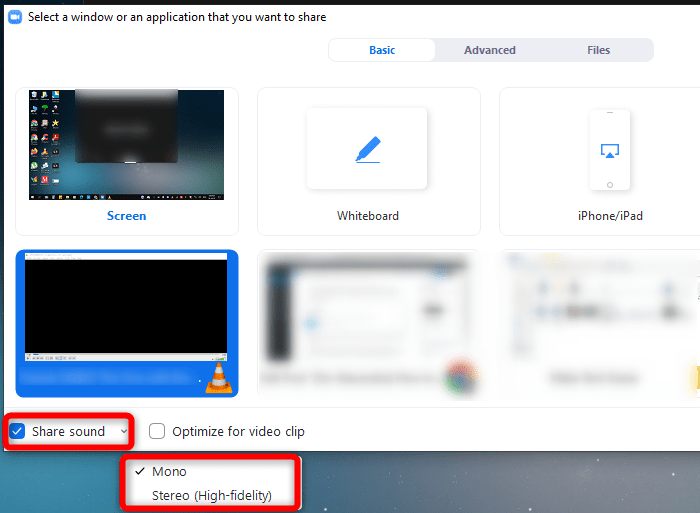 Zoom Vlc Share Sound
