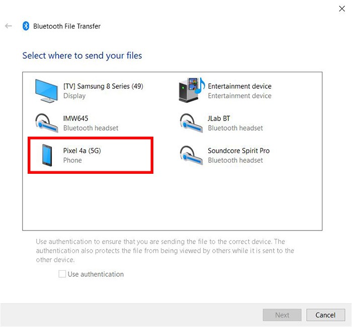 Android Transfer Bluetooth Send Choose