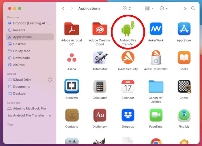 Android Transfer Mac Finder Applications