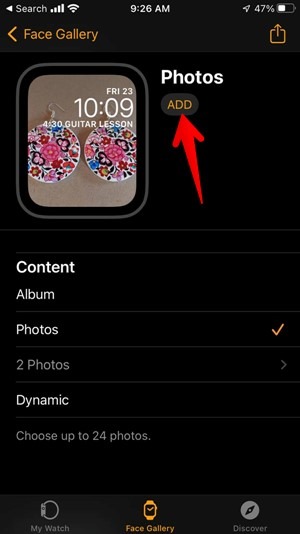 Apple Watch Face Photos Add
