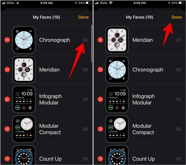 Apple Watch Iphone My Faces Reorder