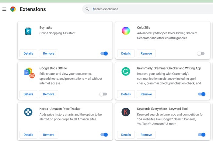 Chrome Extensions Disable