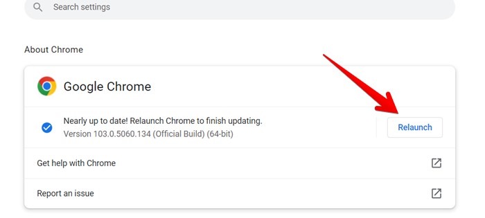 Chrome Relaunch