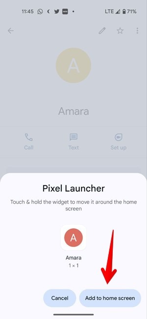 Contact Android Google Contact Home Screen Add