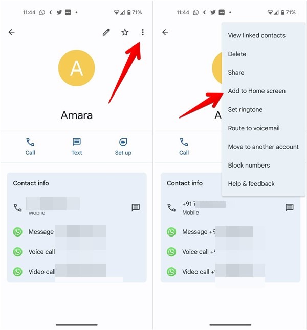 Contact Android Google Contact Home Screen